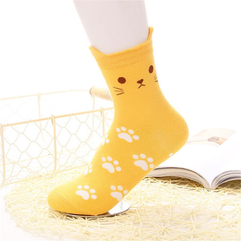 Cartoon cute cat kids socks candy color socks boys girl cotton sock wholesale children accessories newborn