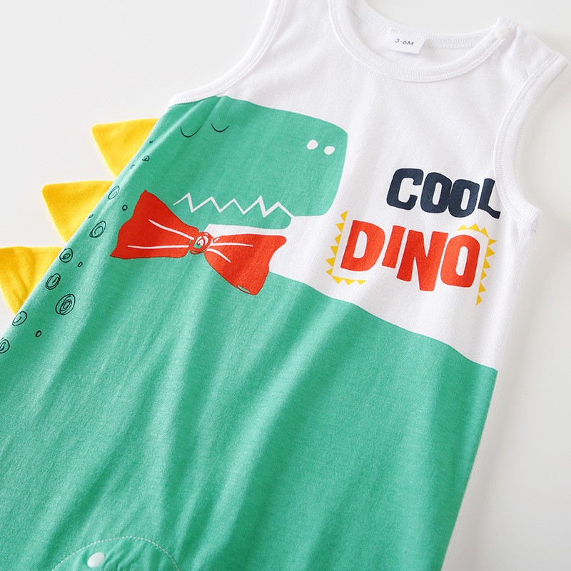 jumpsuit for boy baby girl summer sleeveless vest one piece newborn baby cartoon crawling suit new cartoon dinosaur cotton clothes