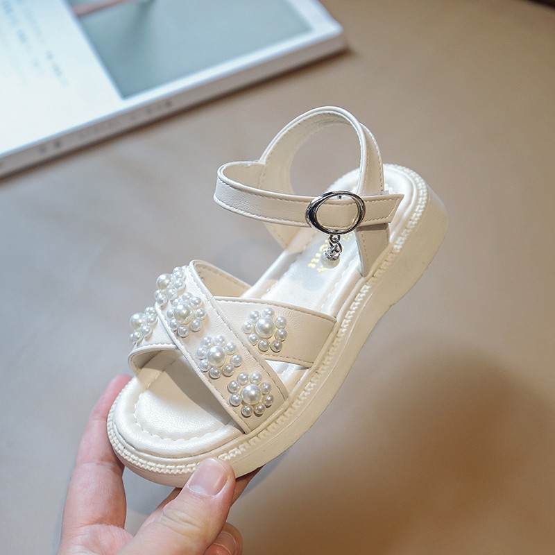 Children Beach Shoes Toddler Wholesale Pearl Flower Shoes 2022 Baby Summer Girl New Open Toed Sandals Cuhk Baby Lady Cute Sandals