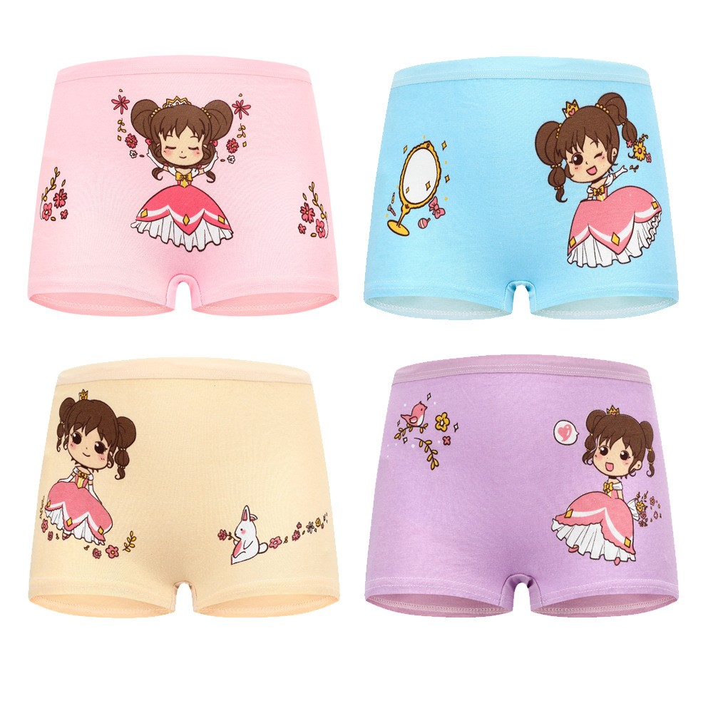 4pcs/lot Kids Girls Underwear Cotton Boxer Girl Comfortable Breathable Safety Pants Children's Panties