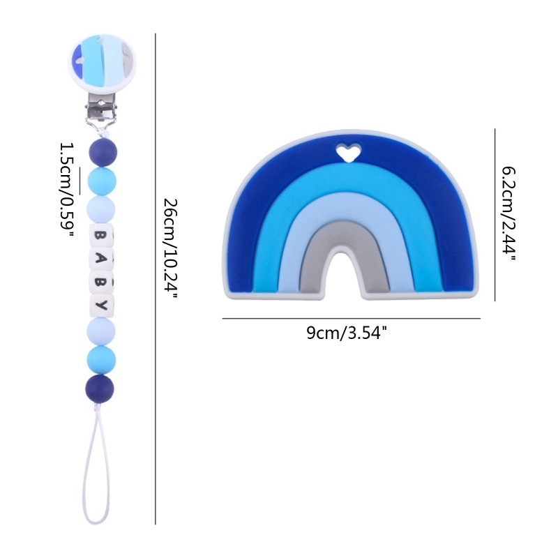 2pcs Baby Pacifier Chain Clip Rainbow Teether Set Newborn Nipple Dummy Clip Holder Silicone Teething Soother Molar Toys QX2D