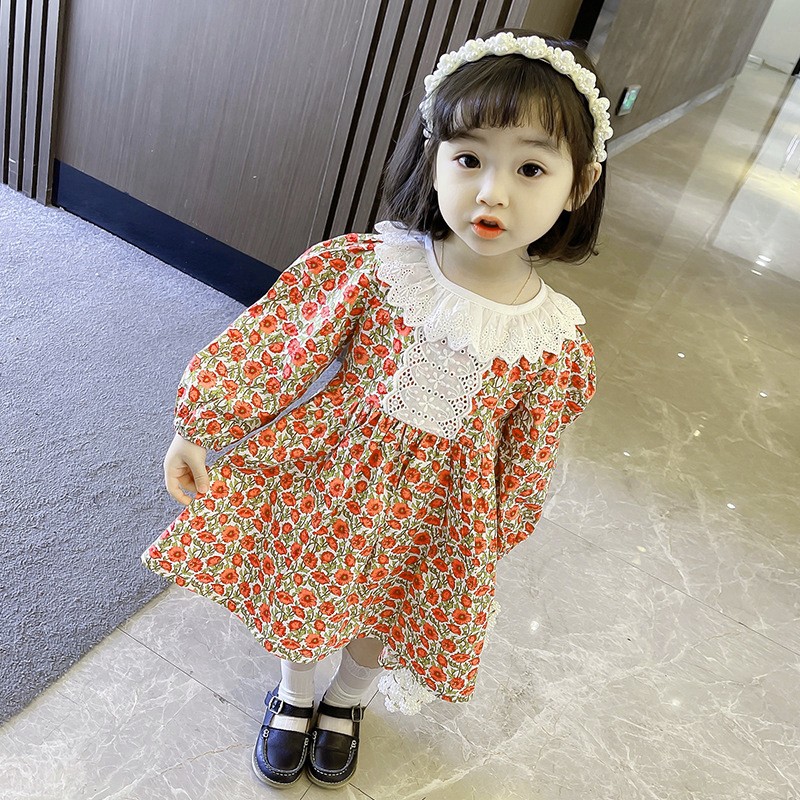 Baby Girls Christmas Dress Summer Birthday Party Princess Dress Long Sleeve Floral Dresses For Girls