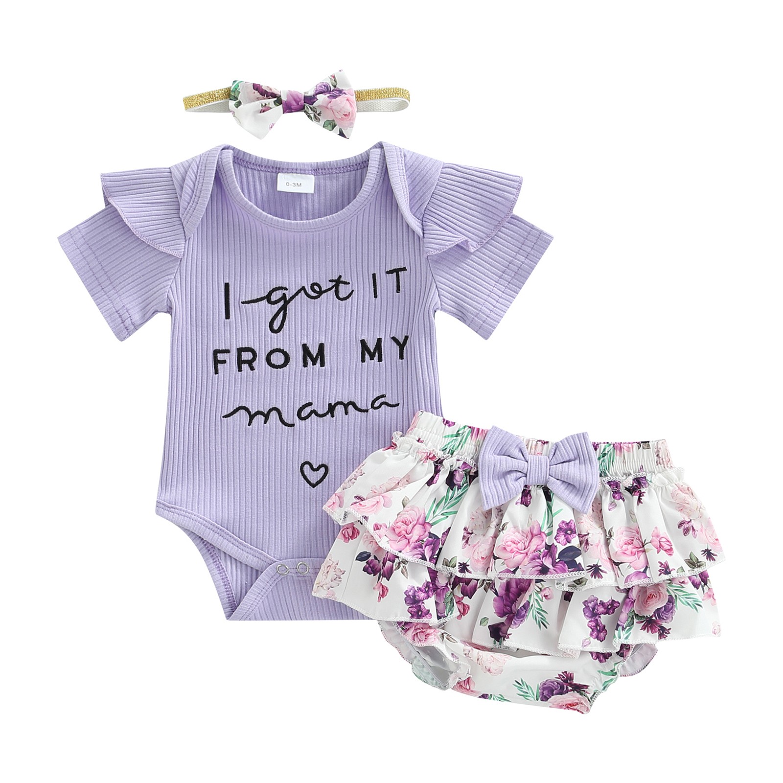 Ma&Baby 0-18M Newborn Infant Baby Girls Clothes Set Summer Letter Romper Floral Shorts Outfits Costumes D01