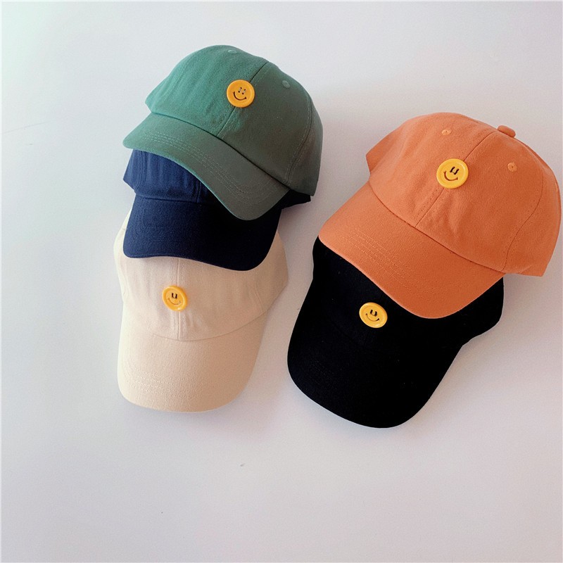 MILANCEL 2022 spring new kids hat smiley button children baseball caps boys and girls caps