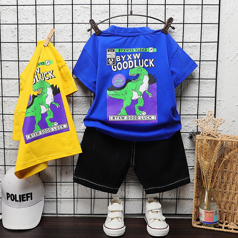 New summer baby clothes suit children boys girls dinosaur cotton T-shirt shorts 2pcs/sets baby casual outfit kids tracksuits