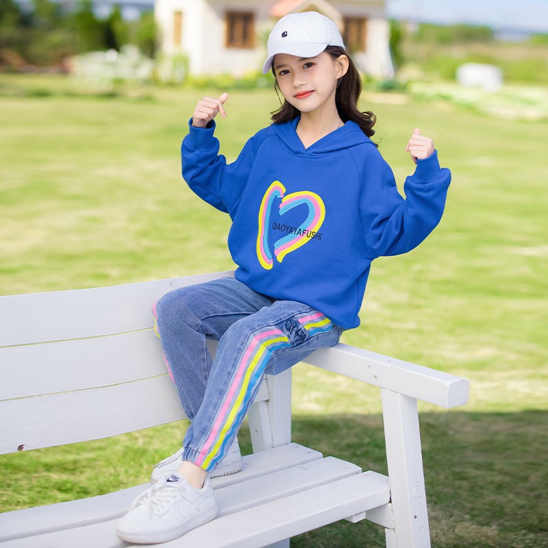 WKPK Girls Clothes Spring Autumn Kids Fashion Tracksuit 4-18 Years Two Pieces Sets T-shirt Pants Comfortable Teenagers Tracksuit