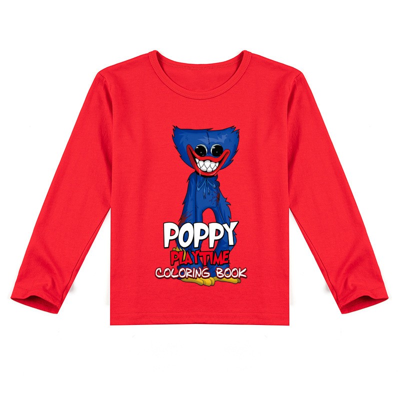 Casey Messi Houji Wai T-shirt Kids Costumes Scary Poppy Poppy Clothes for Boys Play Long Sleeve Clothes for Girls Casual T-shirts Harajuku