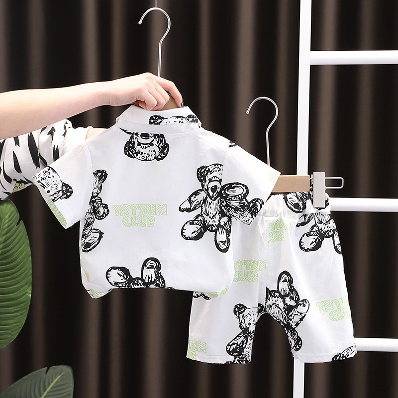 New Summer Baby Clothes Suit Children Boys Girls Fashion Shirt Shorts 2 Pieces/Set Toddler Cartoon Casual Uniforms Kids Tracksuits