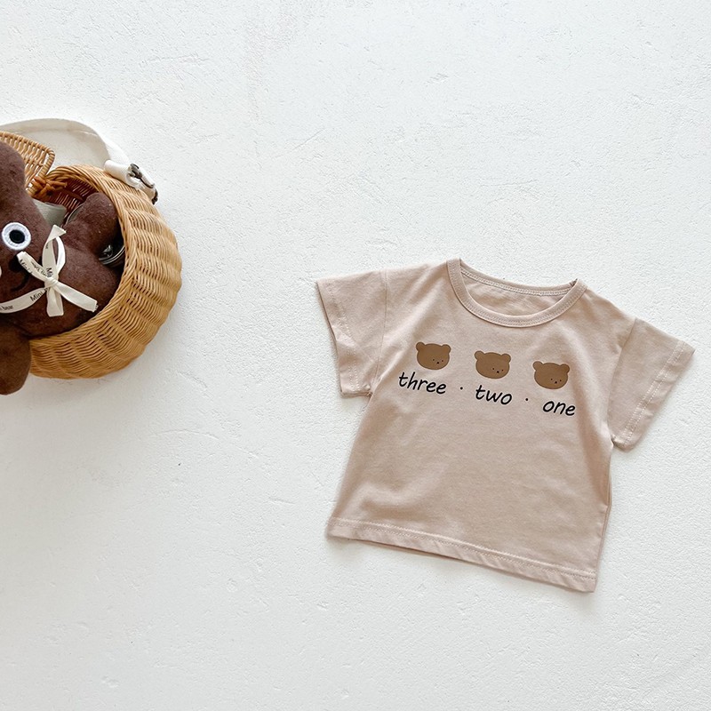 Summer new baby belt shorts T-shirt set 2022 summer boy bear short-sleeved shirt boy belt shorts two-piece baby set