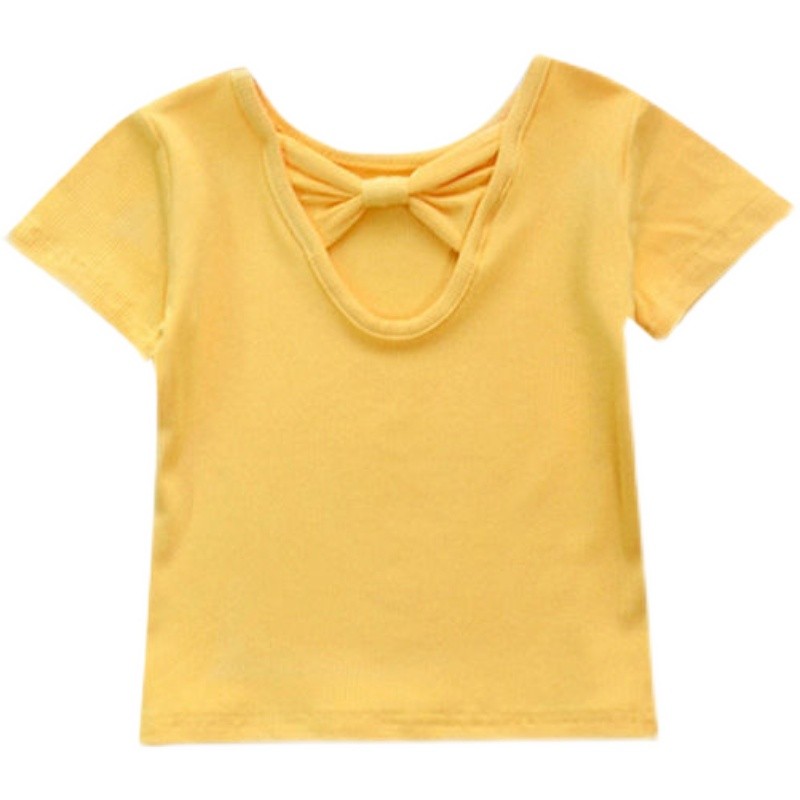 Girls T-shirt Kids Short Sleeve Back Bow-knot Baby Cotton Shirt Clothes 2022 Summer Chilren Hot Color Surface Tees