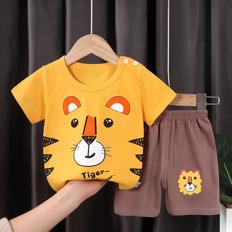 Seieroad Summer Children's Clothing Cartoon Unicorn Boys T-shirt + Pants Short Sleeve Children Clothing Set Teenage Tracksuit