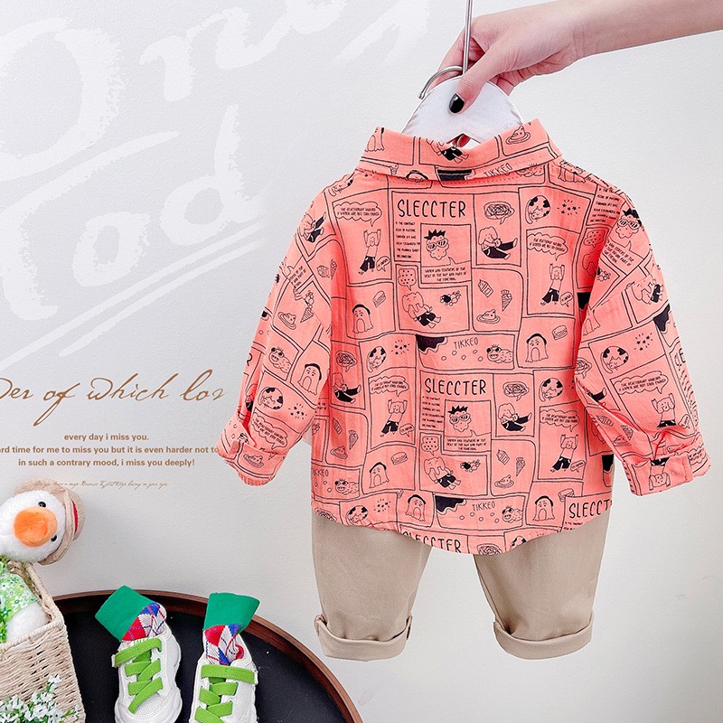 2022 spring autumn children boys 2pcs clothing set cartoon graffiti cotton t-shirts casual cargo pants baby boys clothes suit