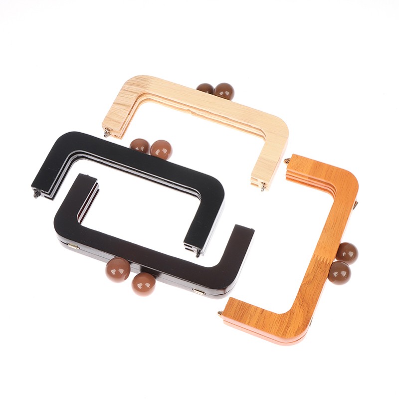 20X 8cm Bag Frames Wood Handle Wooden Bags Close Kiss Clasp Purse Frames Lock Buckles DIY Accessories for Handbags