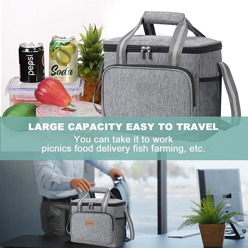 15L Waterproof Capacity Thermal Lunch Box Handbag Travel Bag Portable Cooler Insulated Picnic Food Bags For Men Women Kids