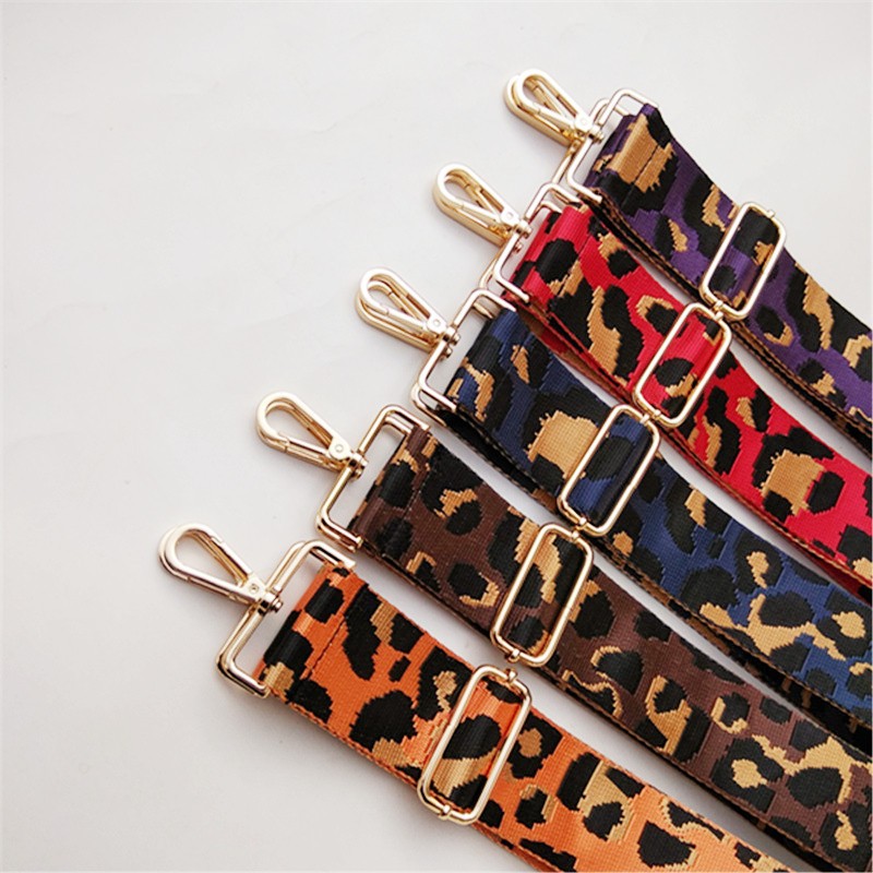 New Thicken Color Women Bag Accessories Leopard Print Adjustable Shoulder Strap DIY Crossbody Bag Webbing Strap Handle 5cm Wide