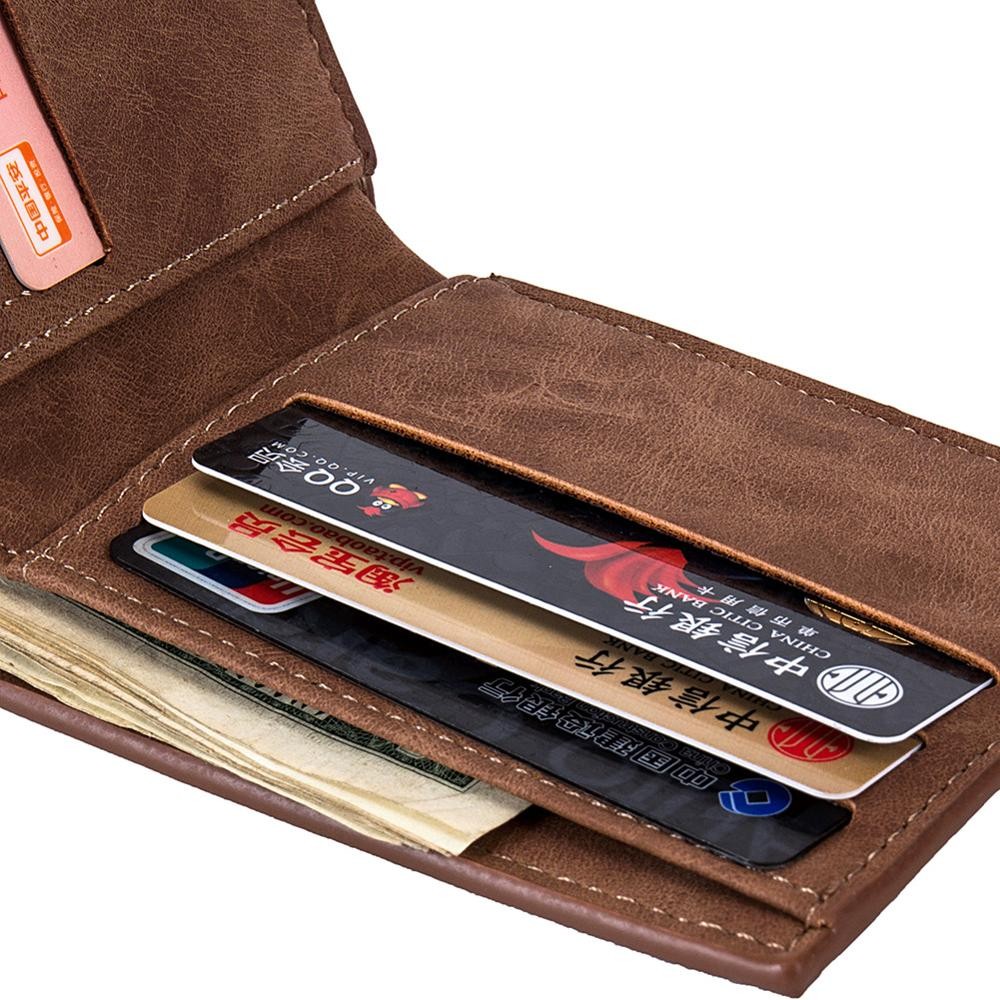 Men's PU Leather Short Wallet Multifunction Wallet Men Zipper Coin Purse Small Money Clip Wallet