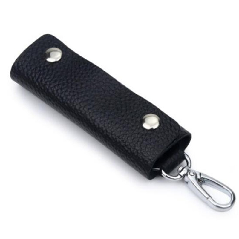 Portable High Quality Leather Key Case Double Snap Button Handmade Durable Simple Practical Color