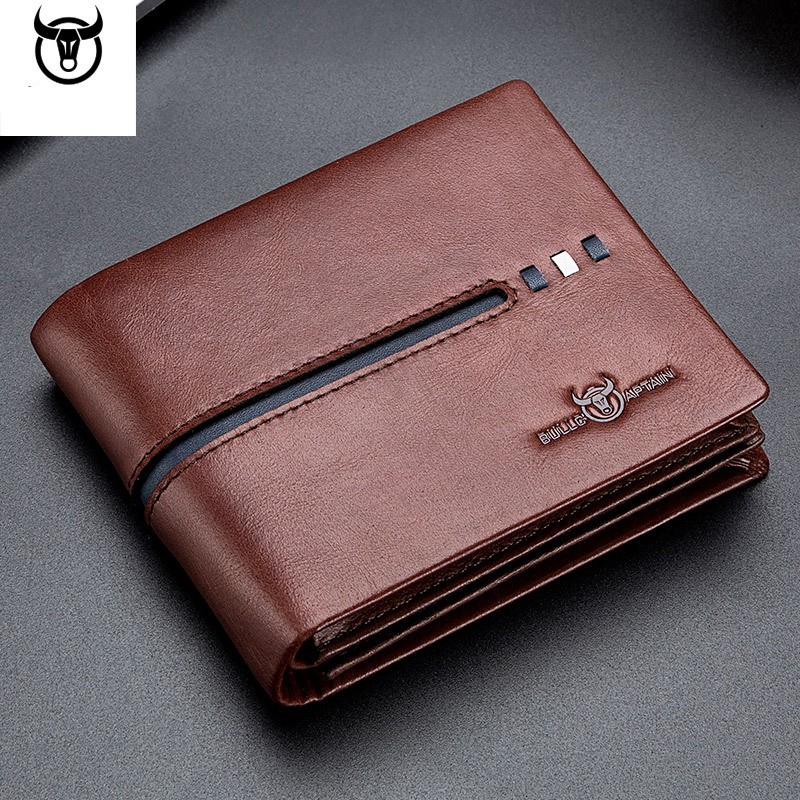 BullCaptain - Genuine Leather Men Wallet, Brand Designer Men's Wallet, Multifunctional Male Wallet, Rfid Cards Package