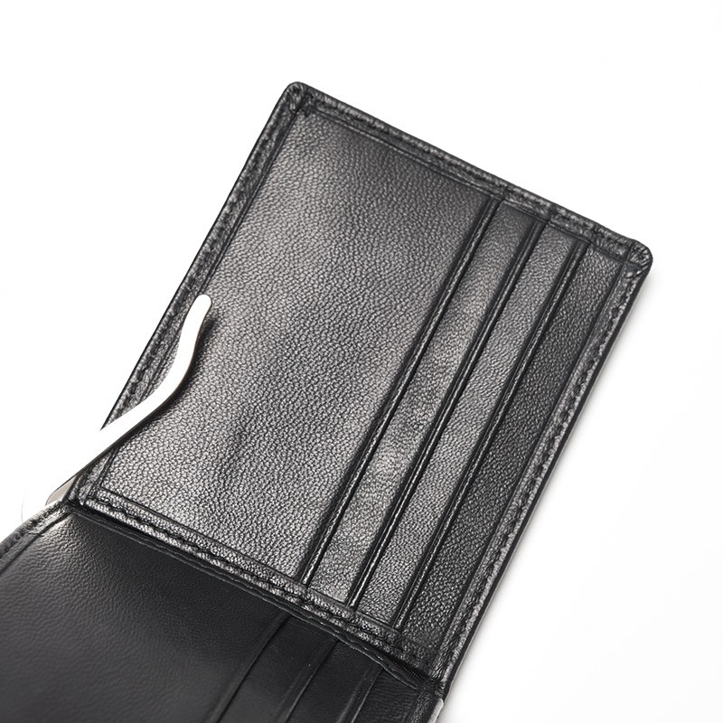 Male Card Holder Genuine Woven Leather Fashion Design Slim Wallet Front Pocket Money Clip Small Wallet for Men Women Luxury Brand