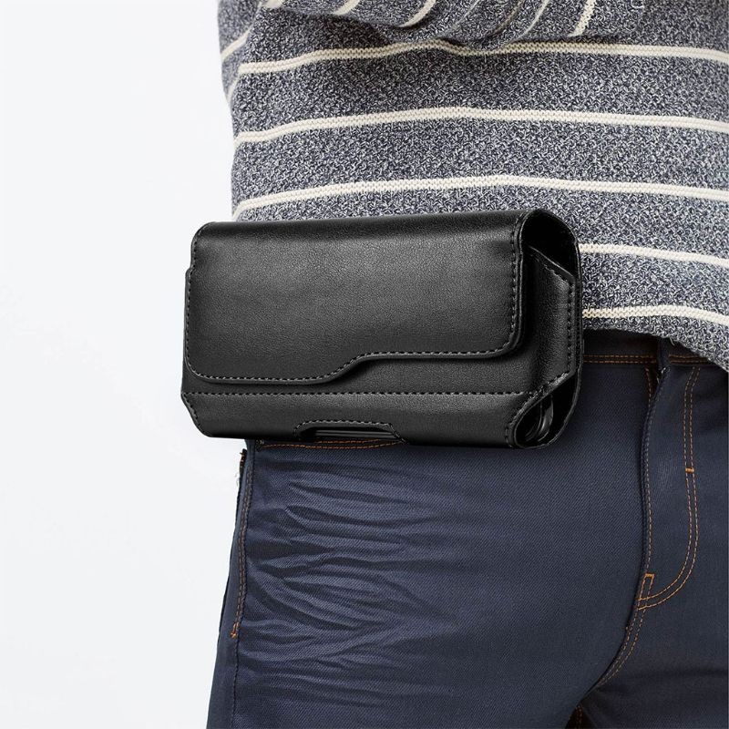 Fashion Men's Leather Horizontal Belt Case Holster Pouch Sleeve Phone Holder Bum Bag Male Casual Outdoor Travel Waist Pack Bag