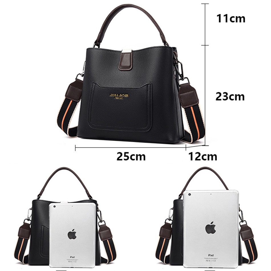 Ladies large capacity bucket bag high quality leather shoulder bags for women 2022 fashion ladies crossbody bags branded handbags