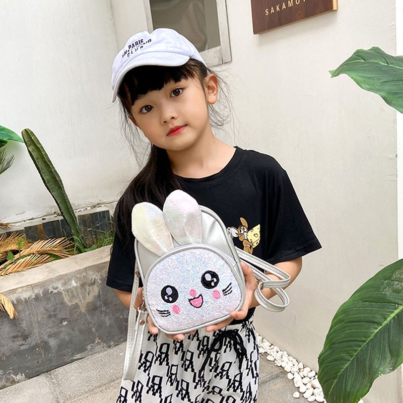 Cute Embroidered Rabbit Backpack Kindergarten School Bag Multi-purpose Girls Messenger Bag Shoulder Bag Children's Accessories