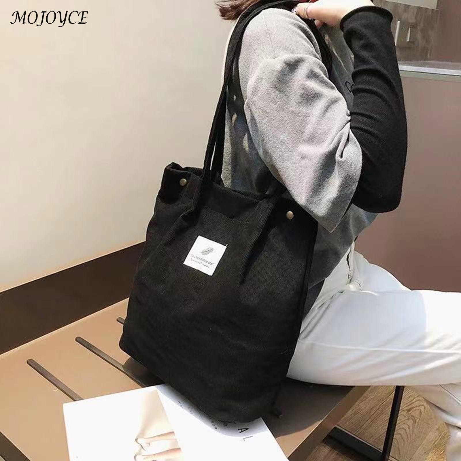 Bags for Women Corduroy Shoulder Bag Reusable Shopping Bags Casual Tote Handbag Female Handbag Grocery Shopping Pouch