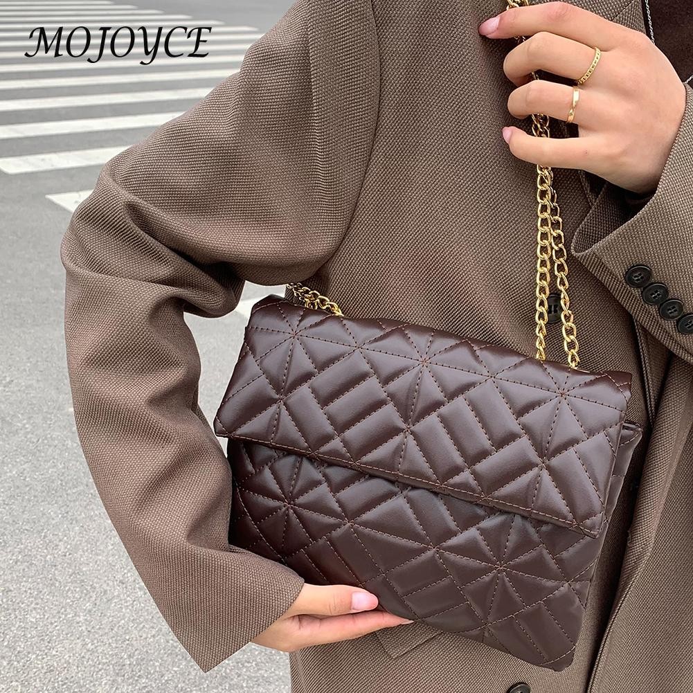 Women Shoulder Bags Fashion PU Leather Underarm Bags Pure Color All-Match Lattice Style Shopping Bags Designer Clutch