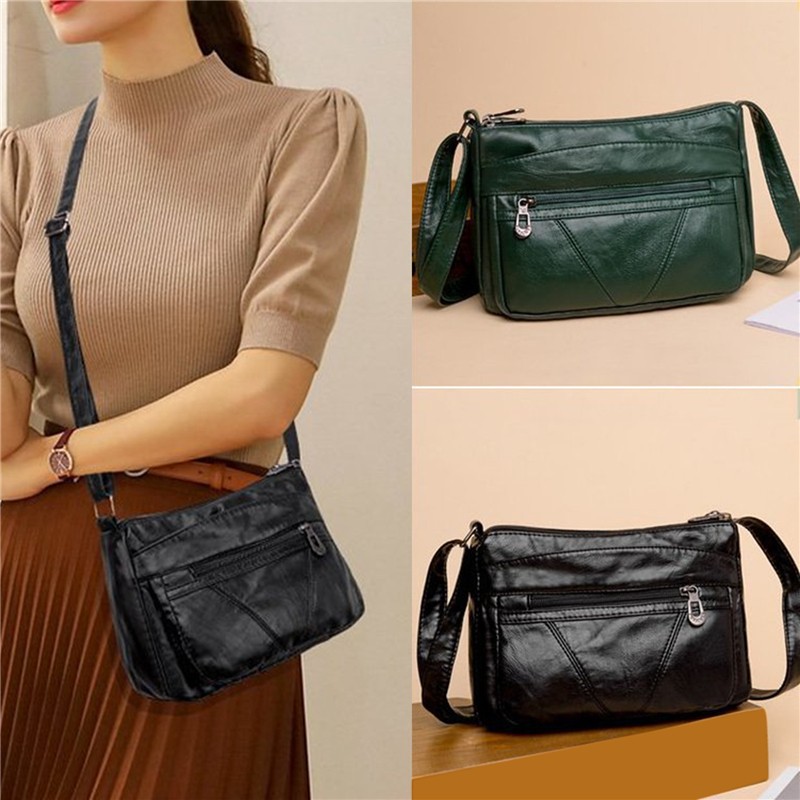 عالية الجودة المرأة لينة بولي Leather حقائب كتف جلدية للنساء متعدد الطبقات الكلاسيكية حقيبة كروسبودي الفاخرة مصمم حقائب اليد المحافظ