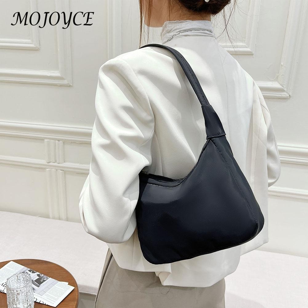 Women Shoulder Bag Zipper Crossbody Bag Solid Color Small Designer Crescent Shape Clutch Bag Multifunctional Ladies Handbag