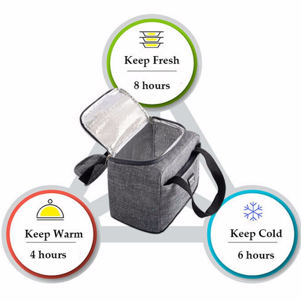 Insulated Storage Lunch Bag Thicken Picnic Fashion Wear Resistant Unisex Pouch Oxford Cloth Carry With Dinner Handle Zipper