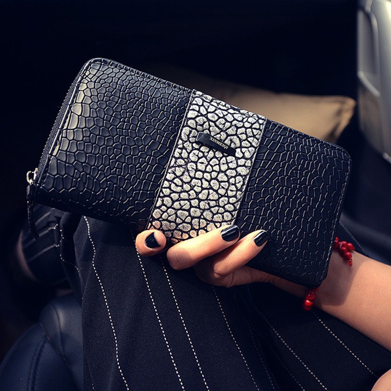 Women's Wallet Crocodile Pattern Purse Female Long Wallet Coin Purse Fashion Zipper Bag for Women Card Holders Clutch Money Bag