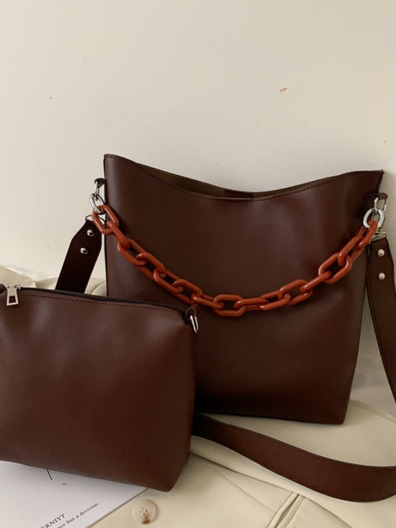 موضة العلامة التجارية تصميم المرأة حقيبة كتف سعة كبيرة سلسلة دلو حقائب عالية الجودة بولي Leather جلد المرأة حقيبة مركبة