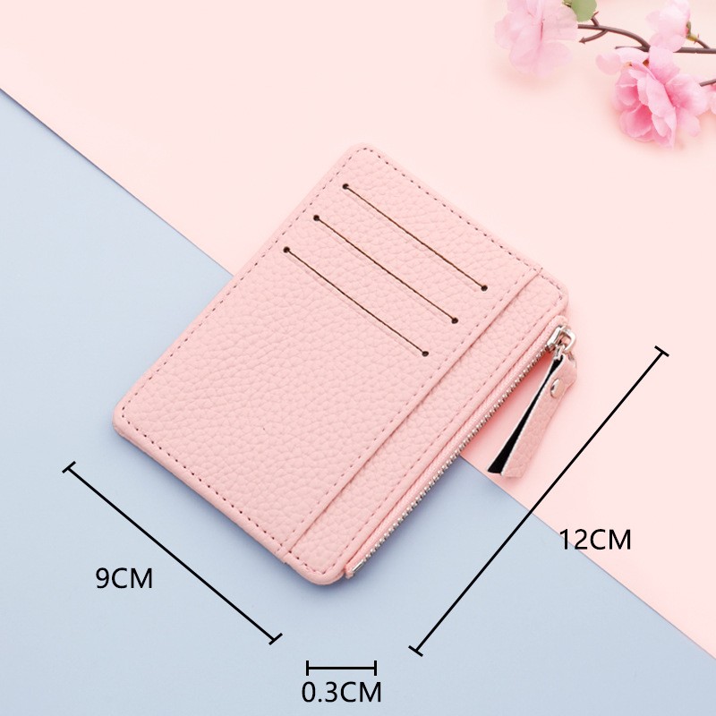 1pcs Small ID Card Holders Business Credit Card Holder PU Leather Slim Bank Card Case Organizer Fashion Zipper Unisex Wallet