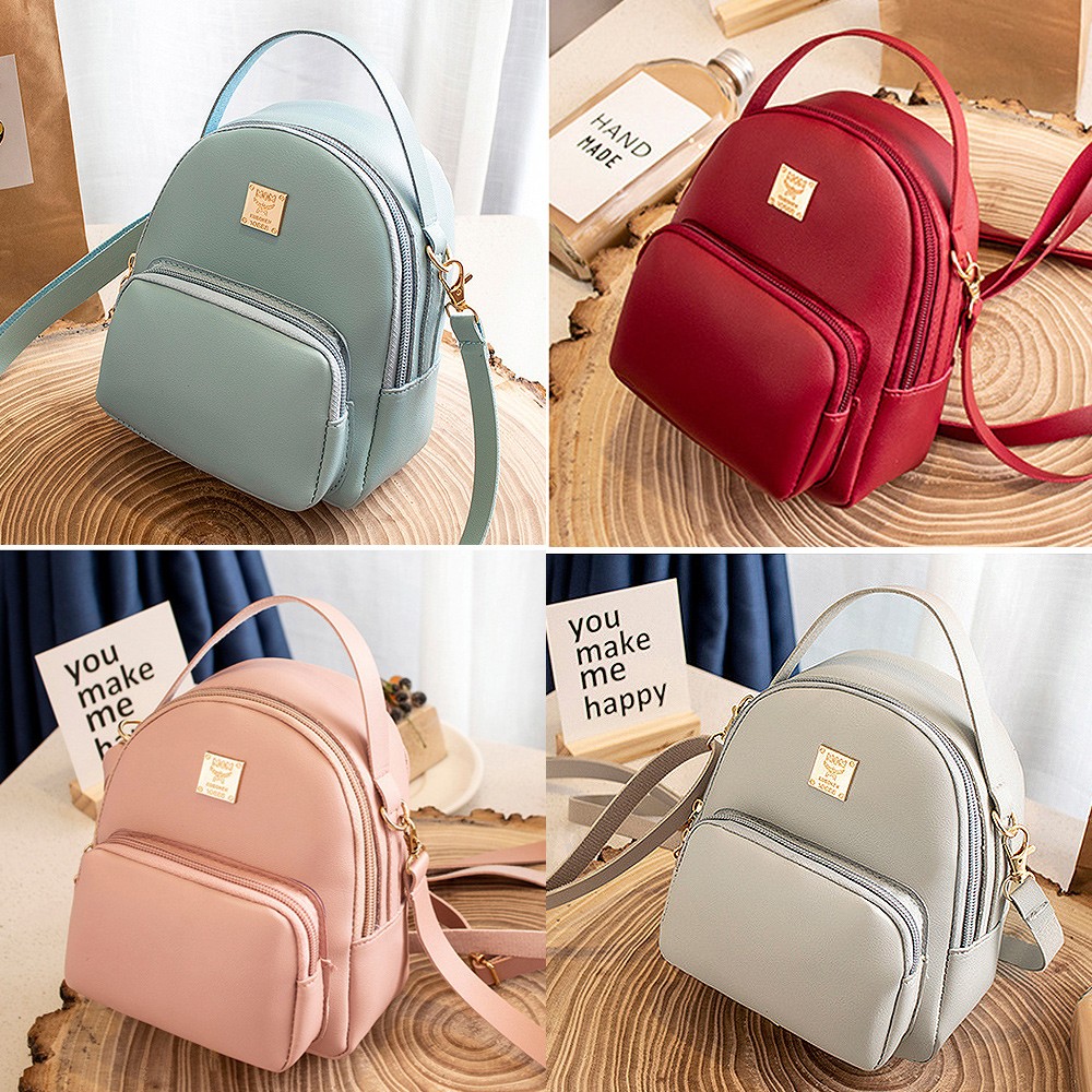 Ladies Backpack Luxury Pu Pikawai Cute and Elegant Girls School Bag Simple Pure Color Backpack Mochila