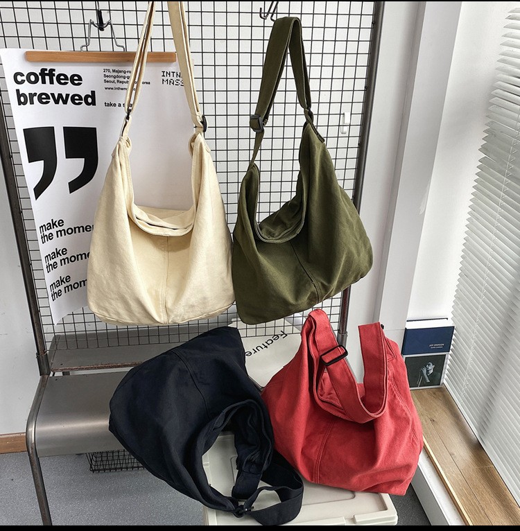 DIGERUI Casual Messenger Bag Women Shopper Canvas Tote Bag Female Solid Simple Large Capacity Shoulder Bag Female Crossbody Bags