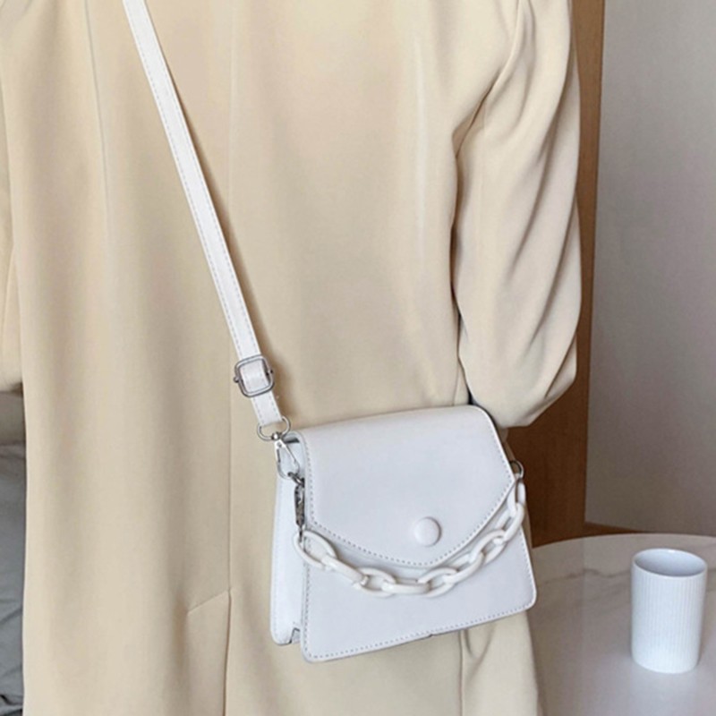 Solid Color Thick Chain Small PU Leather Crossbody Bags For Women 2022 Hit Summer Shoulder Cross Body Bag Ladies Handbags