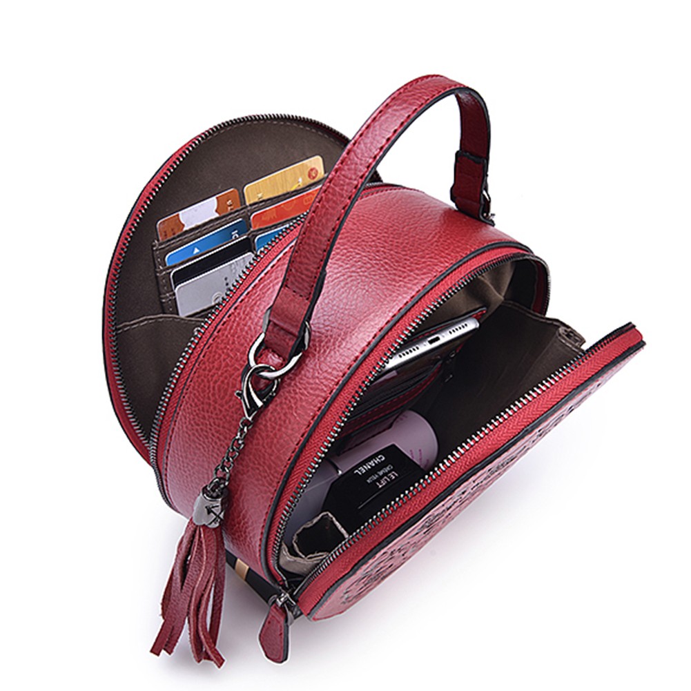 Fashion Design Women Round Bag Leather Brand Women's Circular Crossbody Shoulder Messenger Bag Ladies Purse Female Bolsa Handbag