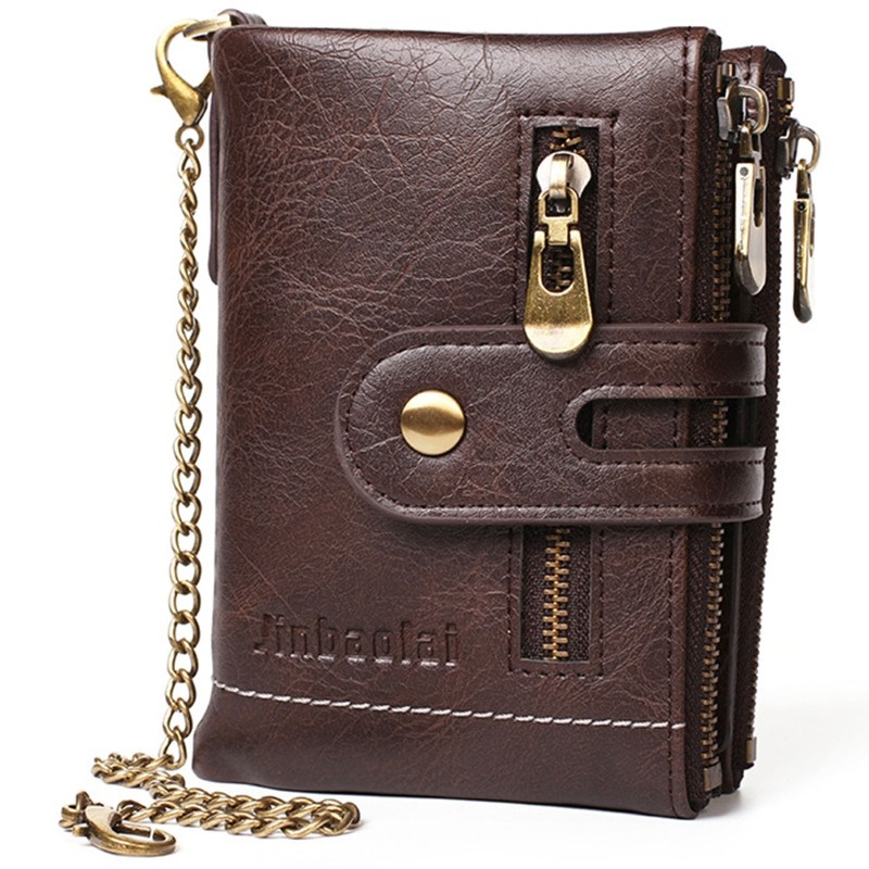 X7YA Chain Wallets for Men Leather Ladies Leather Wallets Credit Card Wallet with Coin Pocket