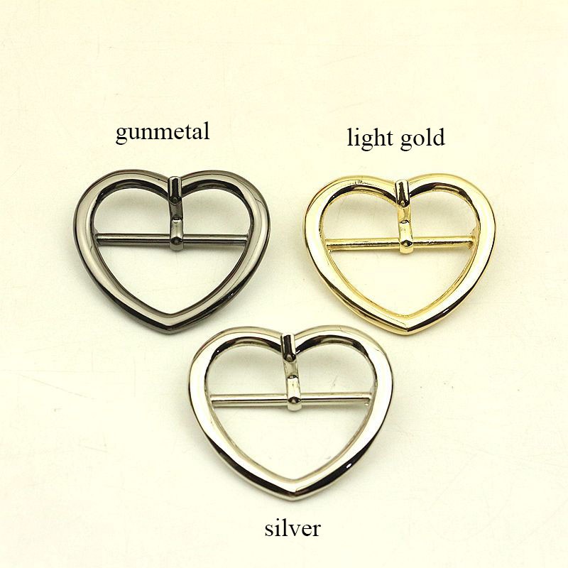 20pcs ID38mm Fashion Metal Heart Pin Buckles Strap Belt Adjust Adjuster Clasp Hook DIY Clothes Shoes Decoration Buckle