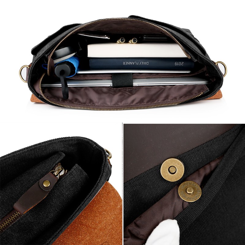 High Quality Business Laptop Canvas Briefcase Shoulder Bag for Men 14'' Computer Handbag Men Vintage Messenger Bag Dropshipping