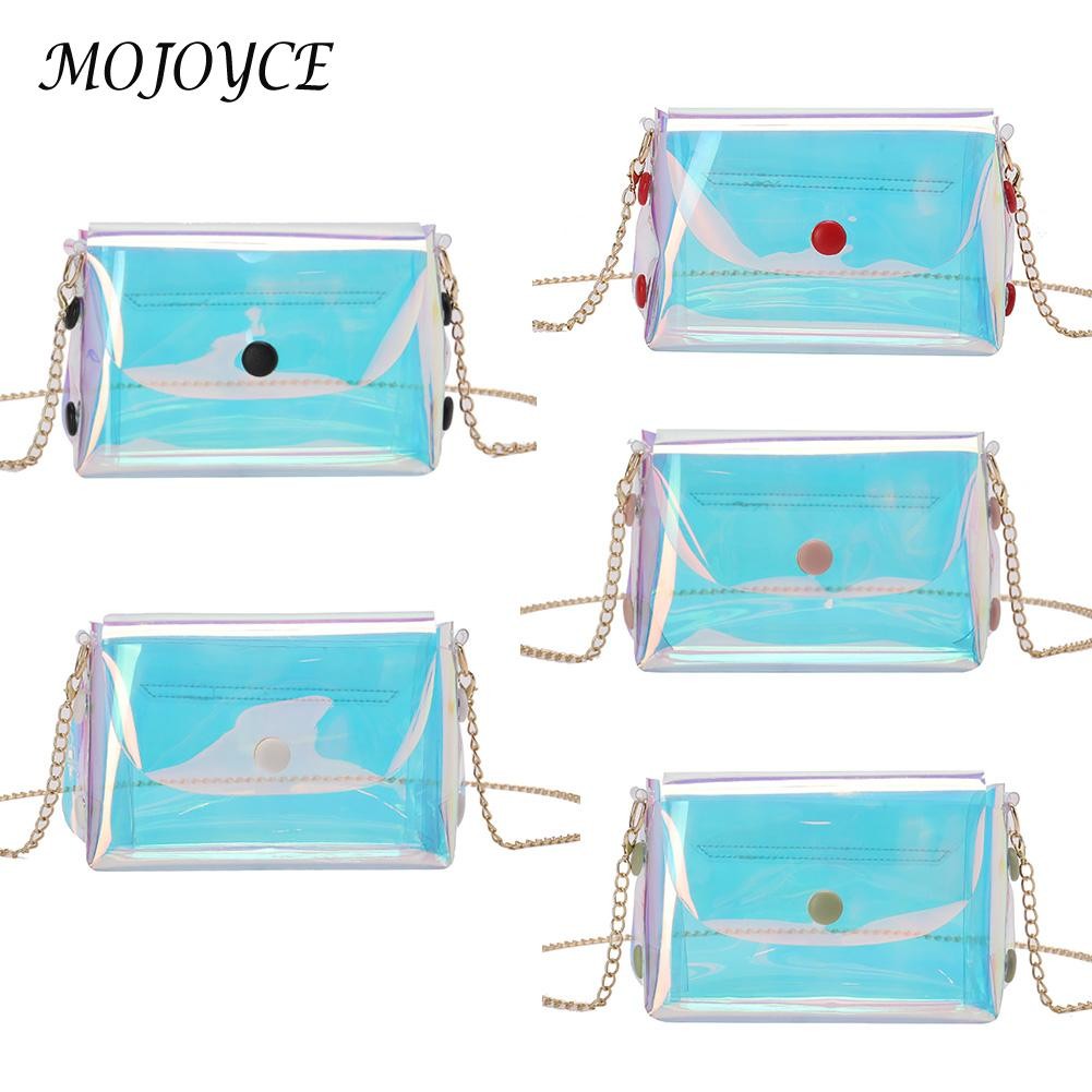 Women's laser crossbody bag PVC transparent waterproof messenger clutch tote bag for women girl outdoor shopping