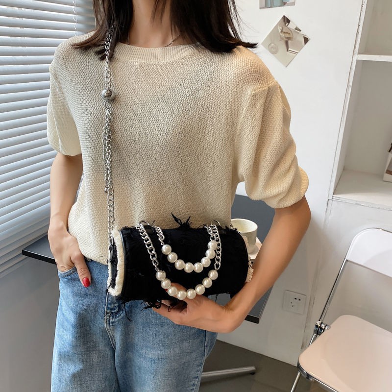 MBTI Elegant Tassel Women Shoulder Bag Decoration Chains Top Handle Bags Fashion 2022 Ladies Concise Hot Sale Bucket Bolso Mujer