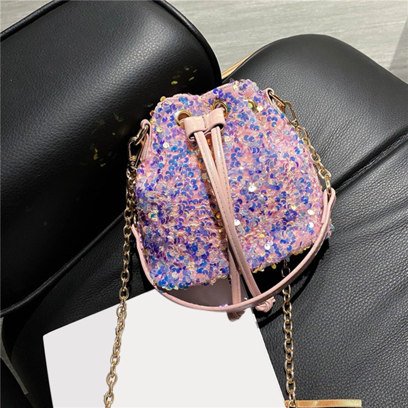 purses and handbags for women 2021 sequin chain bucket bags tote ladies shoulder bag girls crossbody bags for ladies