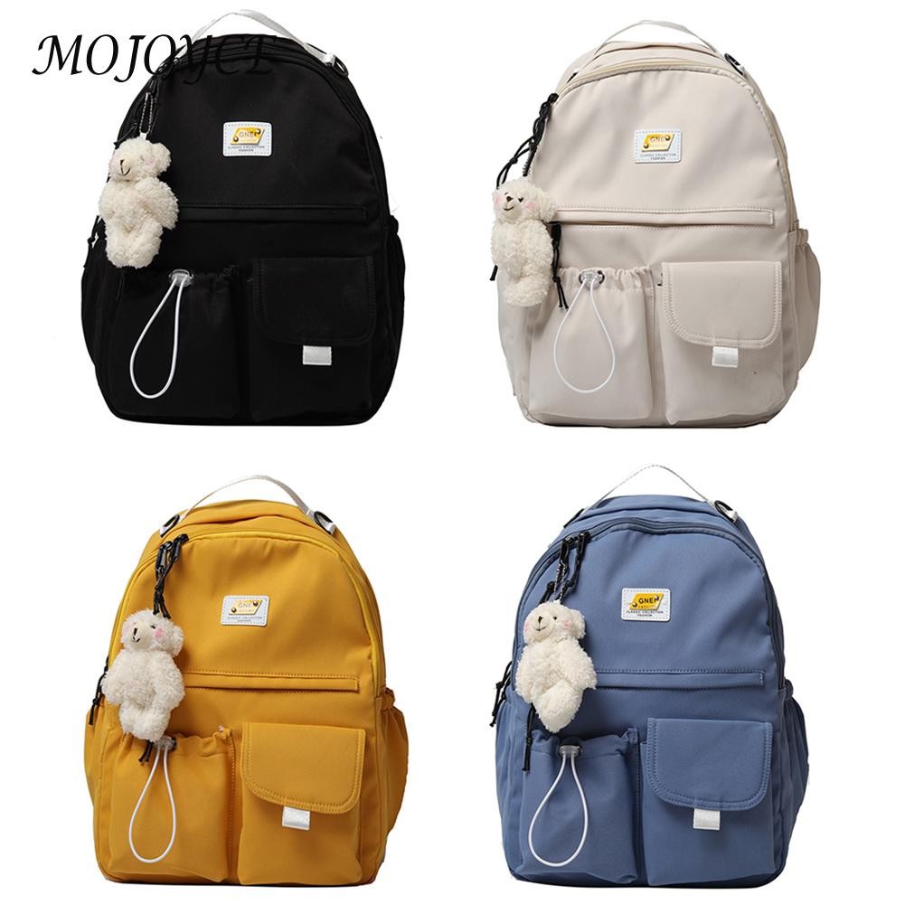 Fashionable single color nylon travel backpack large capacity female student daily shopping travel bag