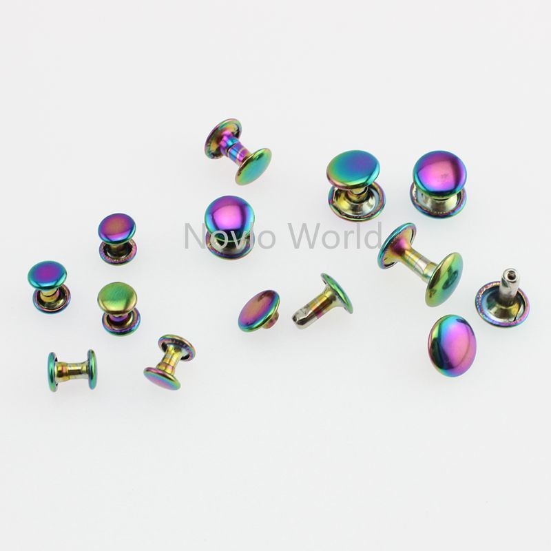 50-100pcs 6mm 8mm 10mm 12mm rainbow double cap rivets fasteners high quality leather crafts bags shoes studs