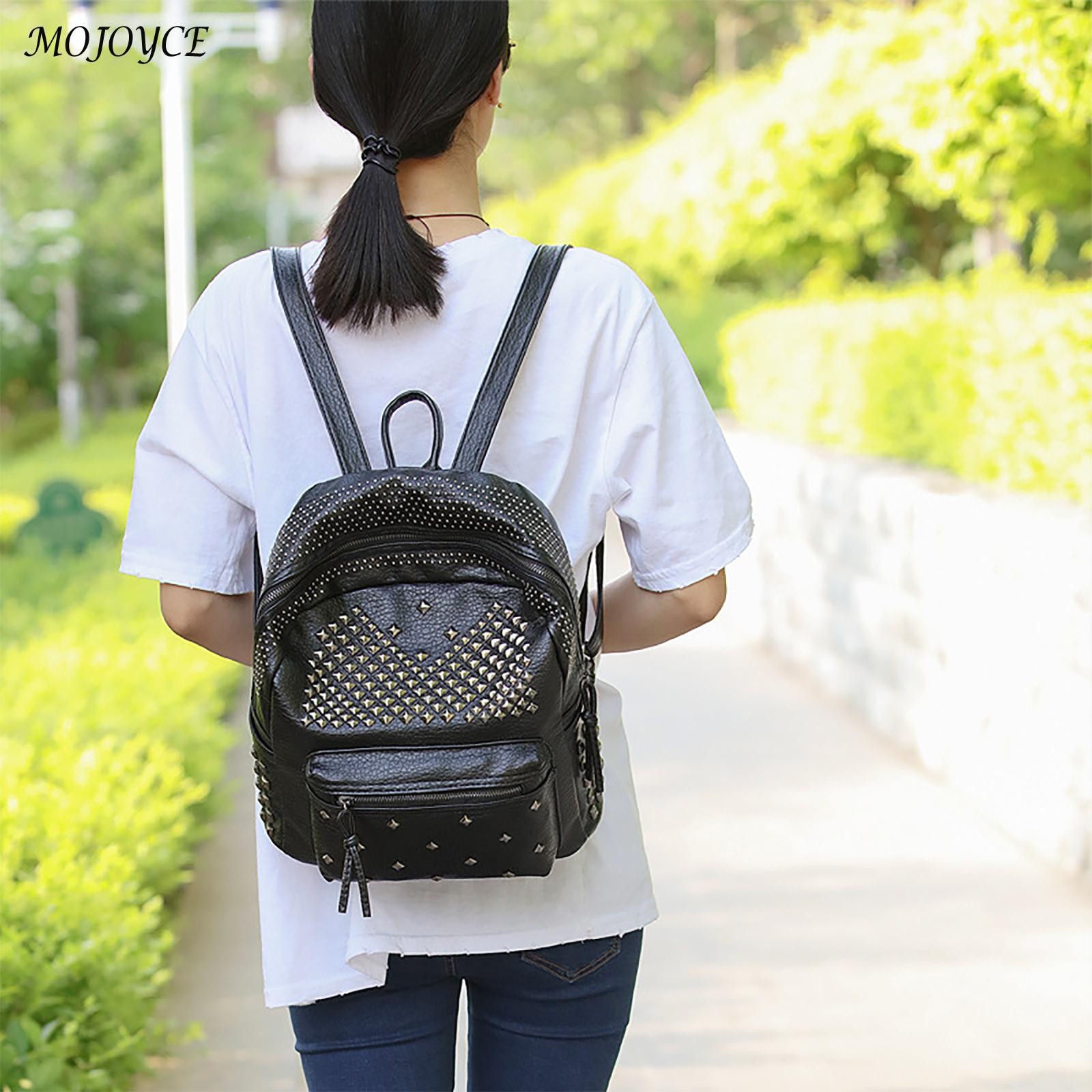 Fashionable Women's PU Leather Solid Color Backpack Casual Backpack For Student Girls Large Capacity Handbags