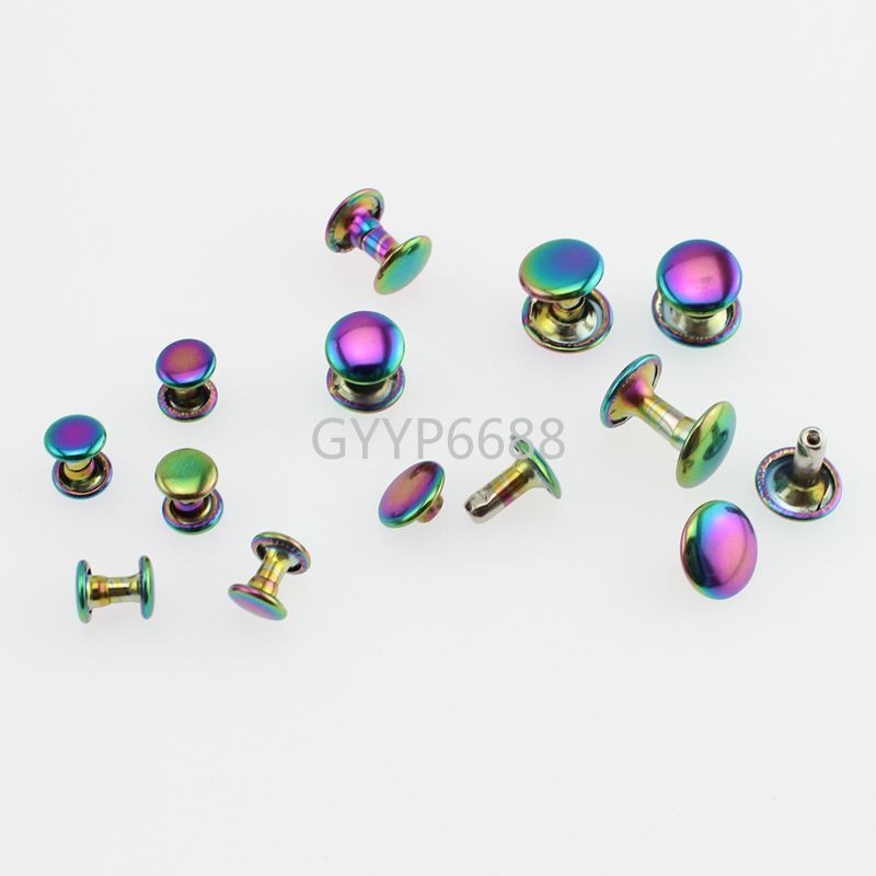 10-30-100pcs 6*6mm 8*8mm 10*8mm iridescent rainbow fastened double rivet stud for shoes,DIY metal rivets accent on accent