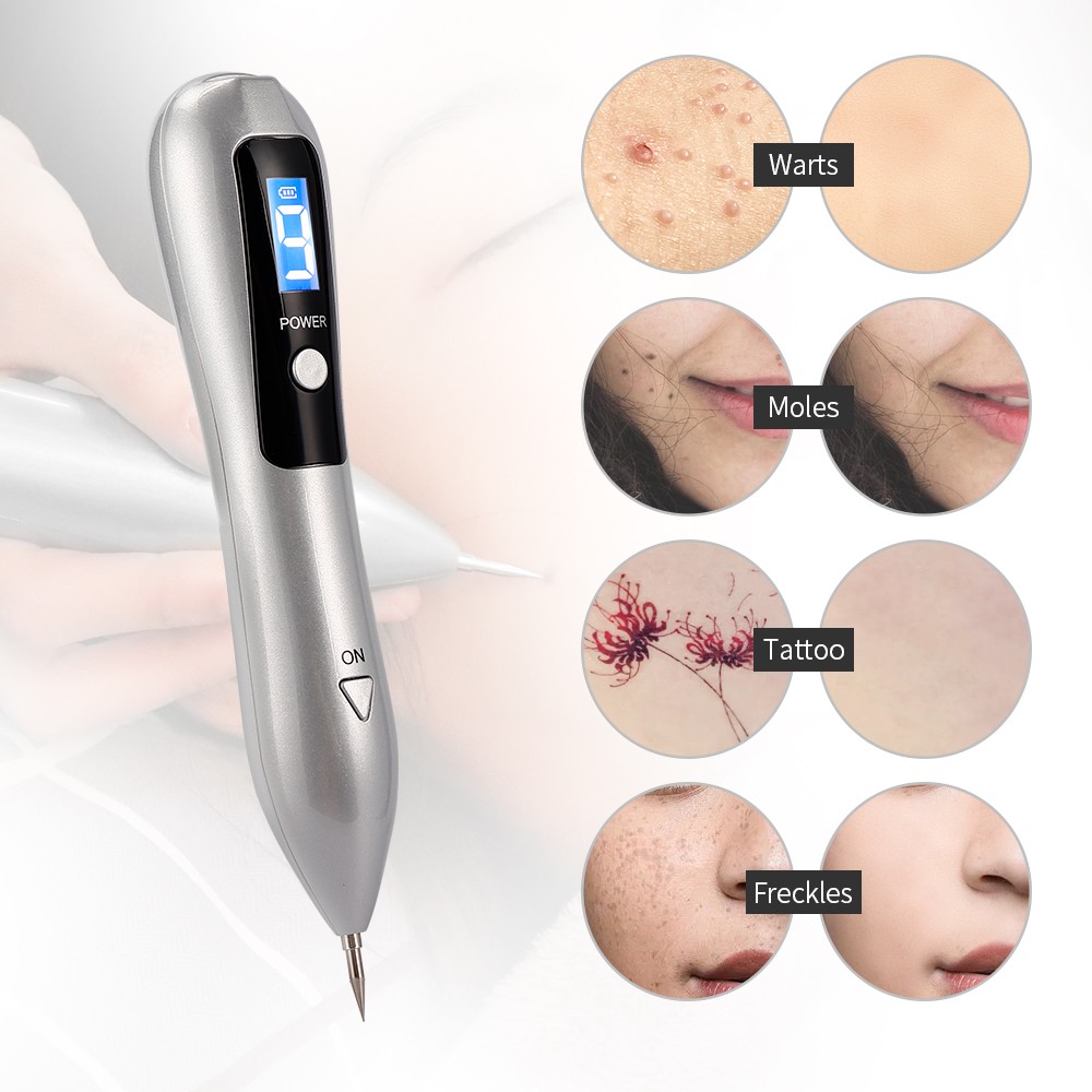 LCD Plasma Pen Laser Tattoo Mole Removal Device Rechargeable Face Care Skin Tag Removal Freckle Wart Dark Spot Remover