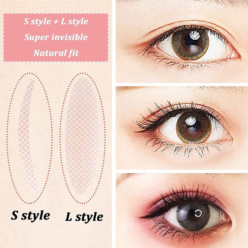 600pcs Invisible Eyelid Sticker Lace Eye Lift Double Strips Eyelid Tape Shadow Makeup Breathable Adhesive Stickers L/S Style